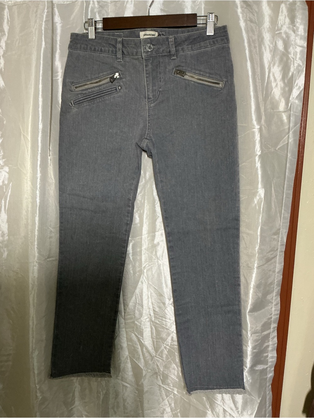 Zadig & Voltaire Straight-Leg Jeans in Gray with Zip Details